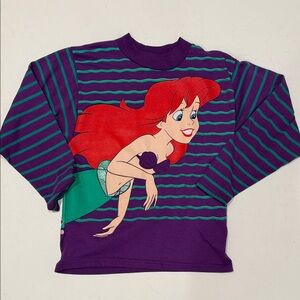 90’s Disney Little Mermaid Youth Long Sleeve Tee - Purple and Teal